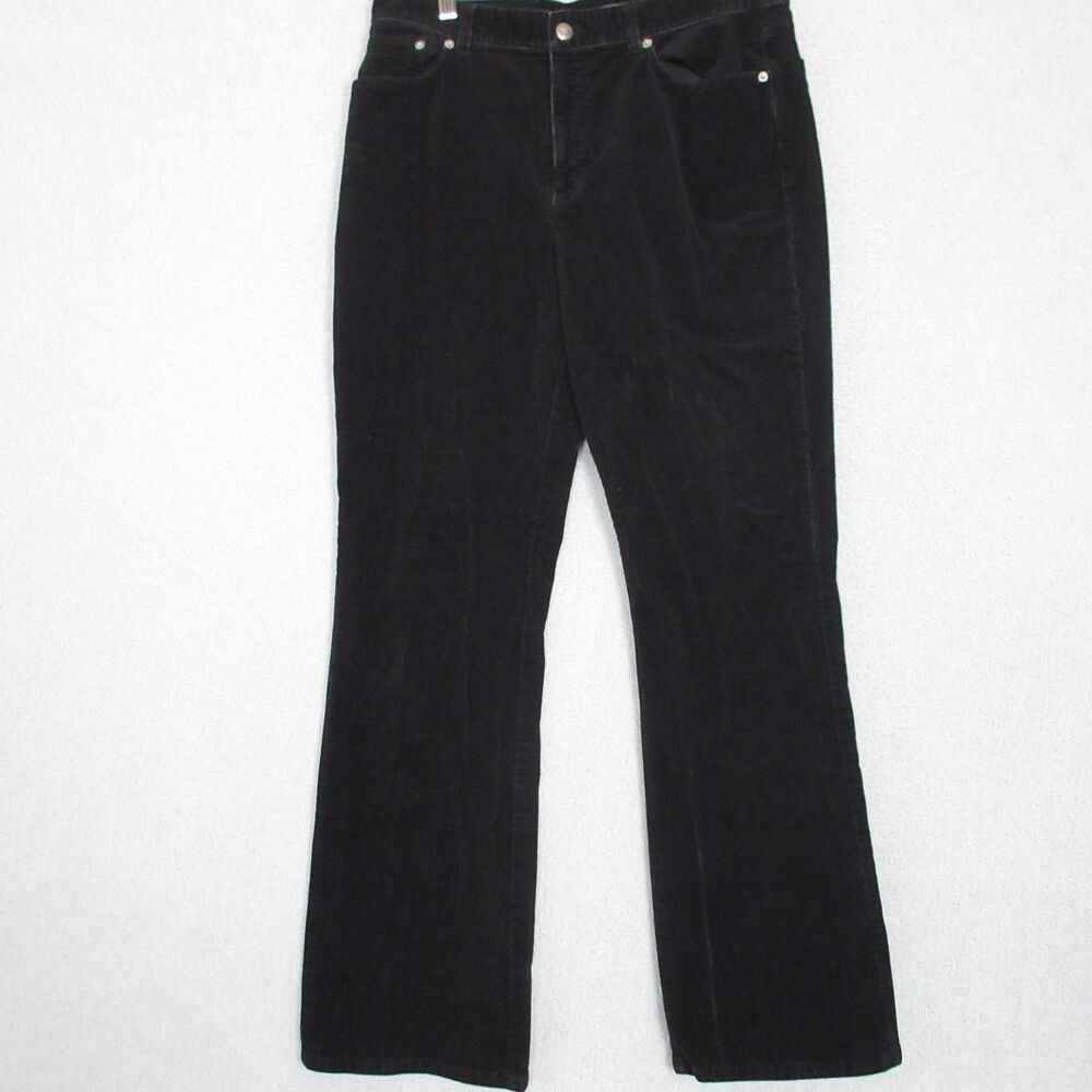 Lauren Jeans Co Pants Womens 10 Black Corduroy Bootcut Stretch Ralph Lauren